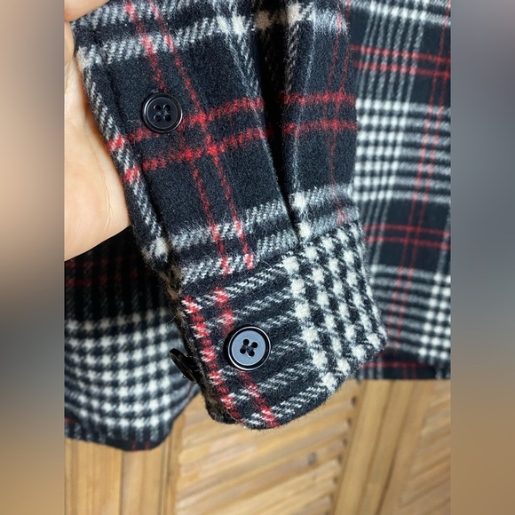 Vintage wool blend black,red plaid,Jones NY Country lightweight zip jacket SZ-12 - Picture 8 of 9